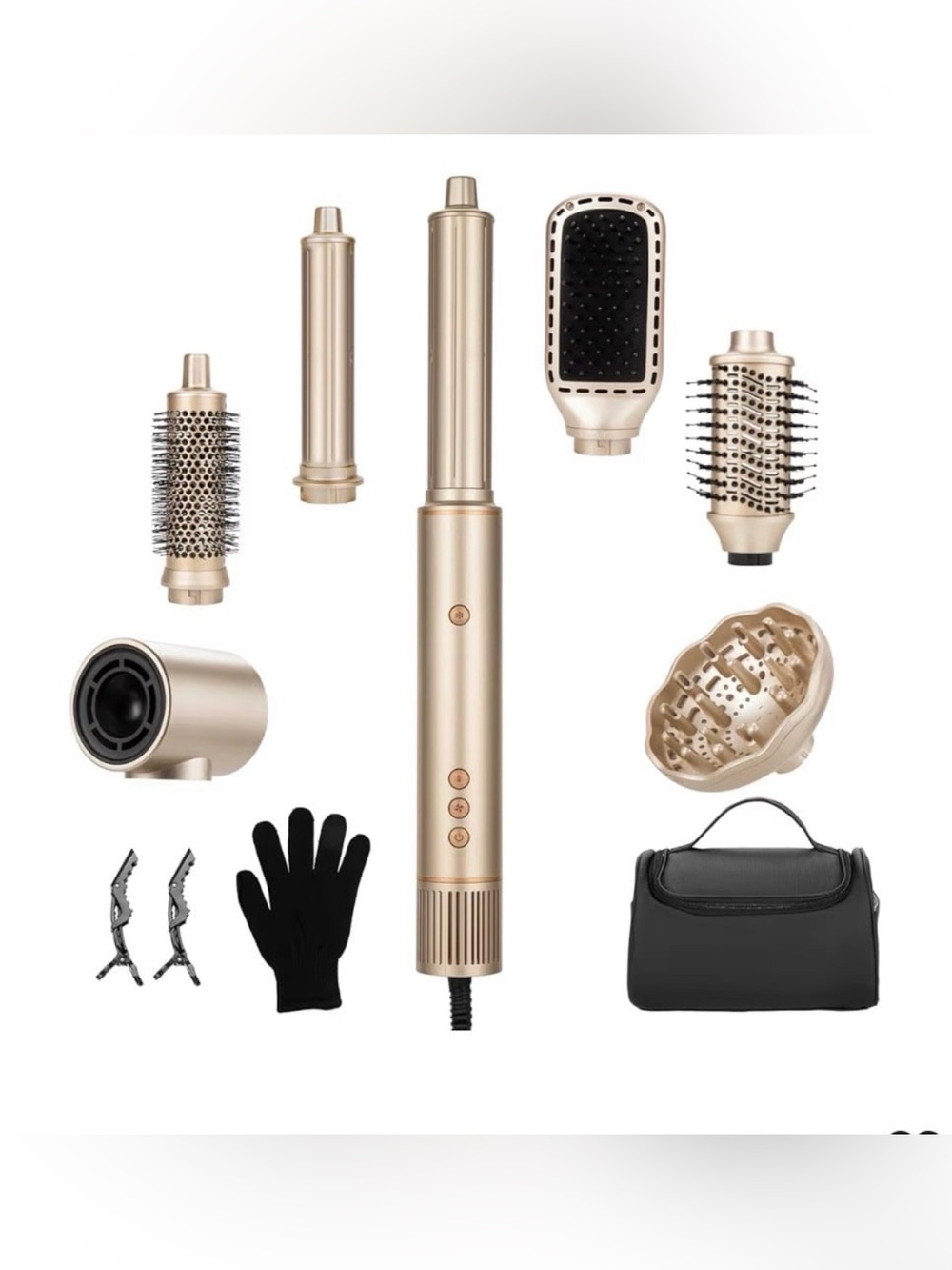 7-in-1 Dual Voltage Hot Air Styler: Auto Wrap Curler & Fast Dryer
